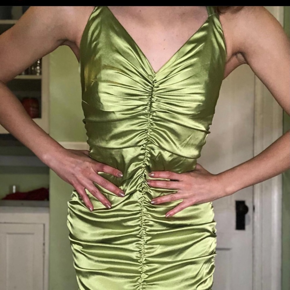 Jessica McClintock Green Mermaid Halter Formal